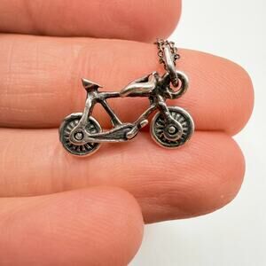 Vtg 925 Silver MSCO M.S. Company Articulated Bicycle Charm Pendant Necklace 18"